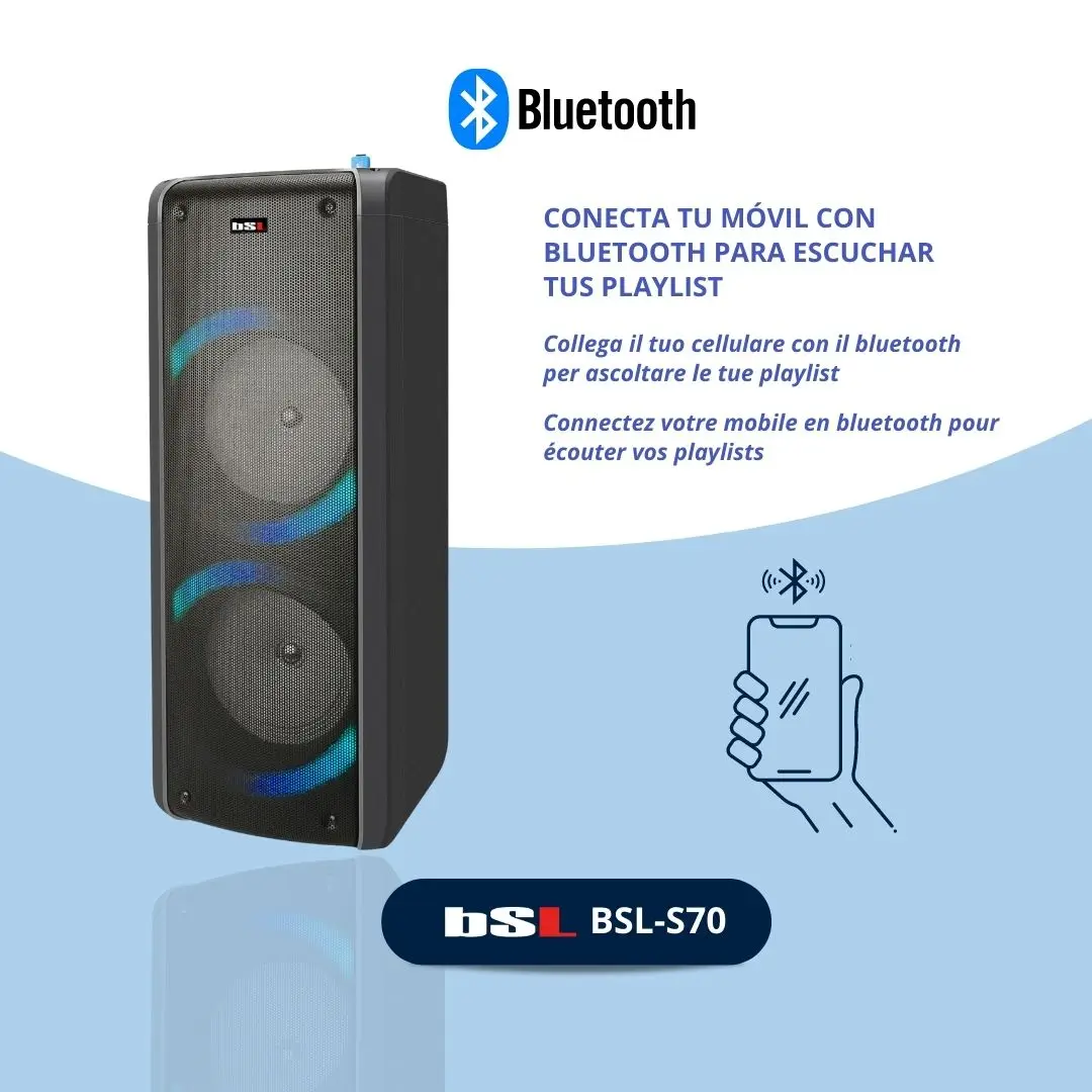 Bsl BSL portable speaker S70 - 60W RMS, Bluetooth 5.0, True Wireless, MP3, Radio, Karaoke