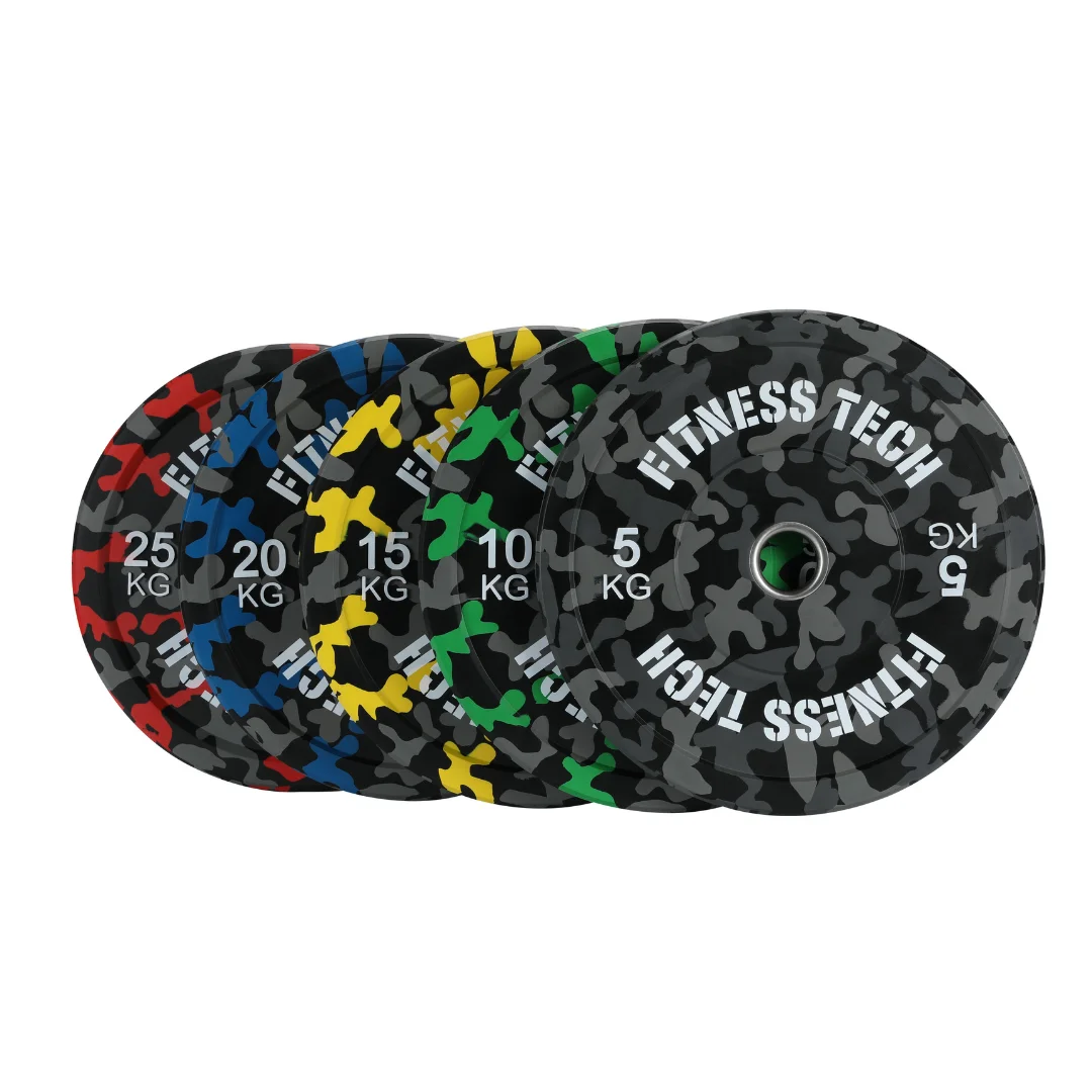 Fitness Tech Disco Bumper Plate Camuflaje Flecks Alta Resistencia Discos