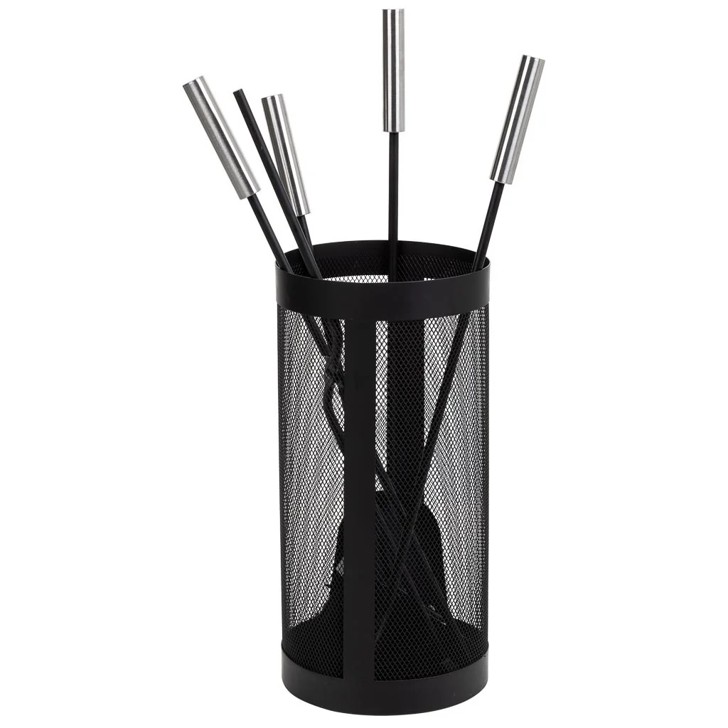 WANDERLUST DECO Set 5 herramientas de metal para la chimenea de metal negras