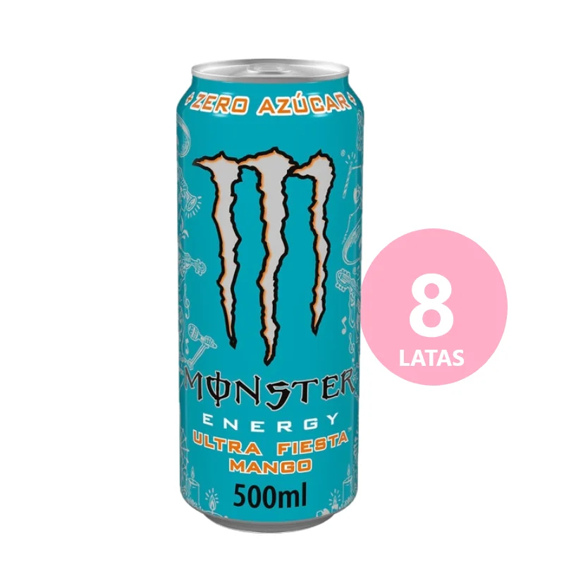 Monster ultra fiesta 50cl x 24 8 cans - zero sugar-free mango energy drink (national - spain) #3
