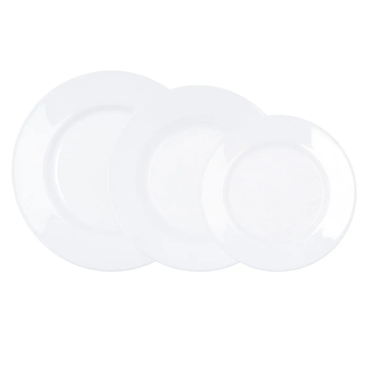 LUMINARC PLUMI tableware glass 18 pieces-6 people white decorated made of France extra-resistant tempered glass suitable for microwaves 6 flat plates 24,6cm, 6 deep plates 22,6cm, 6 dessert plates 19,6 cm