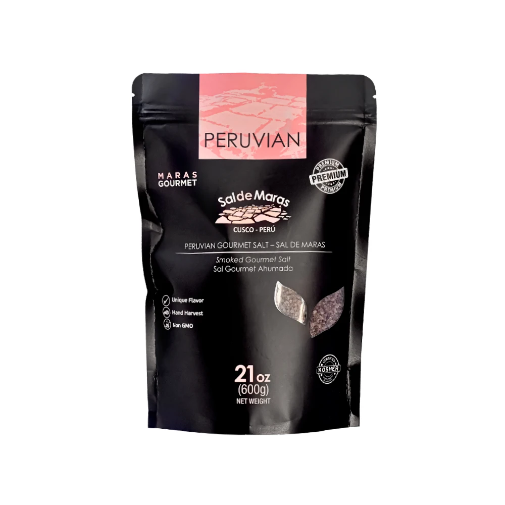 MARAS GOURMET  Sal de Maras  Sal rosa peruana ahumada – Sabor único y cosecha a mano  Sin refinar  600g  (Sal rosada ahumada, grano grueso)
