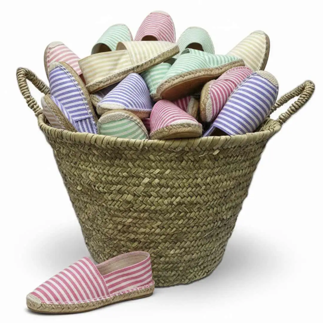 Alpargatas bodas Esparto Rayas (Pack 36/48 pares) (Regalo Capazo + Bolsas Celofán + Tarjetas+Cintas) mundiBODA Mod 35002