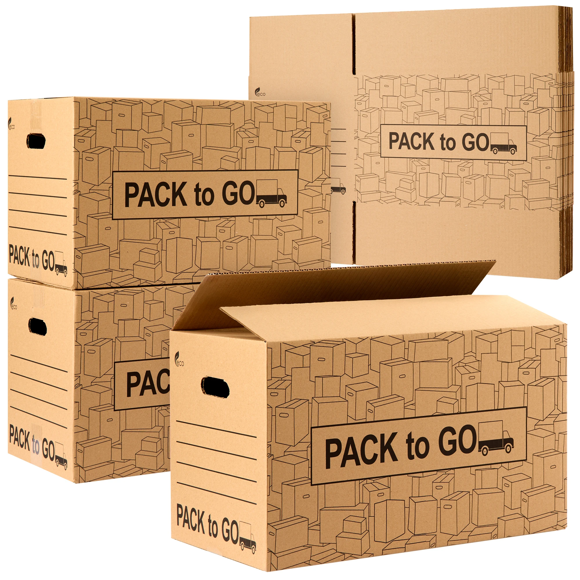 Cajas Carton mudanza con asas grandes Almacenaje de 60x40x40cm, pack de 10, carton reforzado, PACK