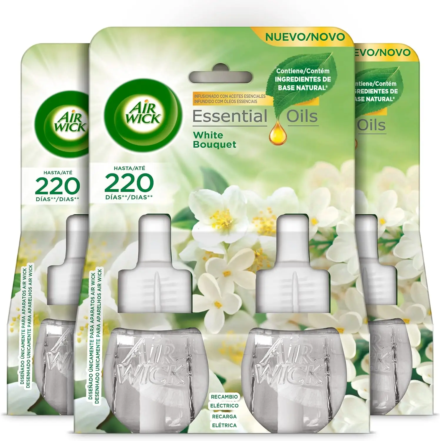 Air Wick Electrico - PACK AHORRO 6 Und - Ambientador para Casa - 2 Aromas Disponibles: Flores Blancas (White Bouquete) o Lavanda