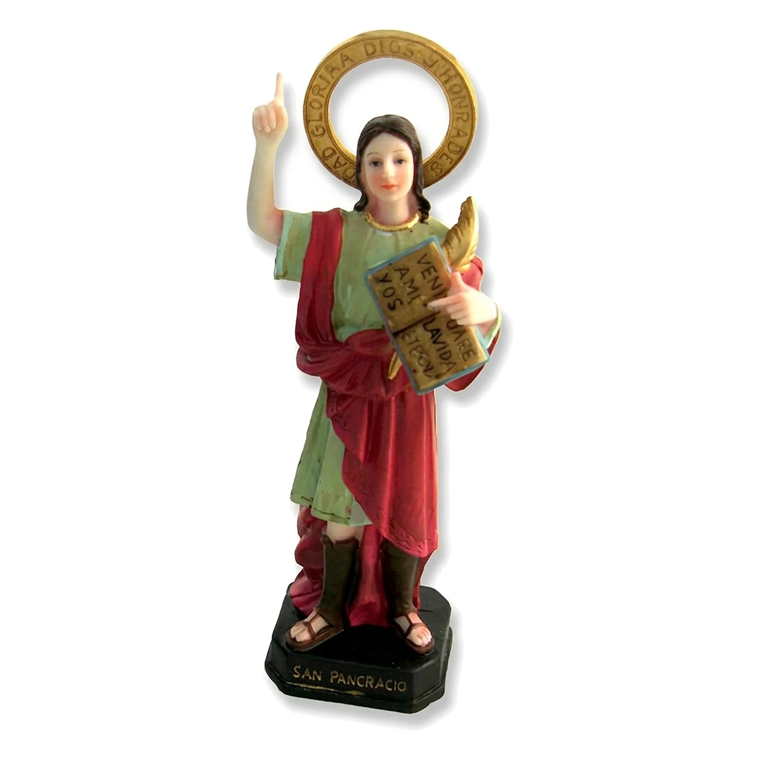 Figura San Pancracio. 3 Tamaños. Pack 1 o 2 Figuras de Resina, Imagen Religiosa. Adorno de Comedor, Salón, Capilla, Iglesia, Colegio, Habitación. Figura Religiosa Resina, Resistente. Perfecta para