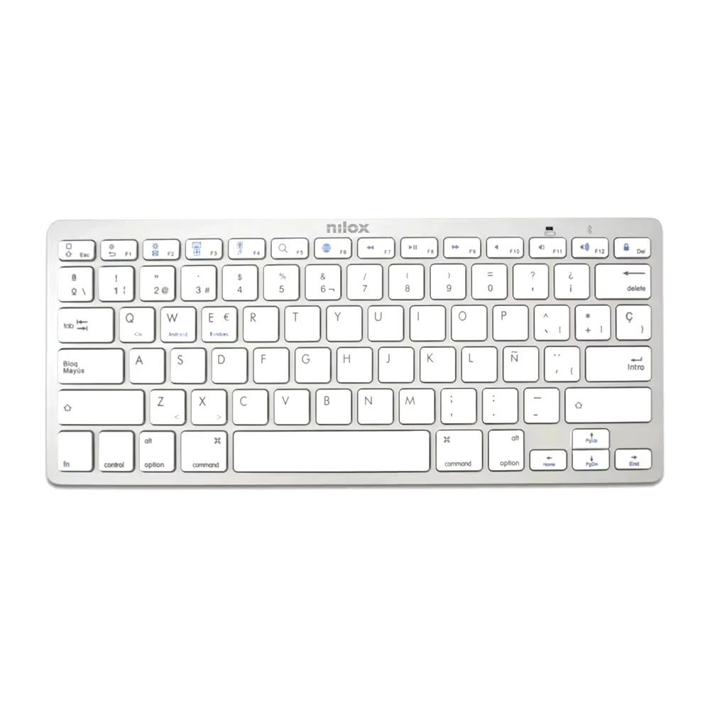 teclado bluetooth universal nilox nxkb01s - plata