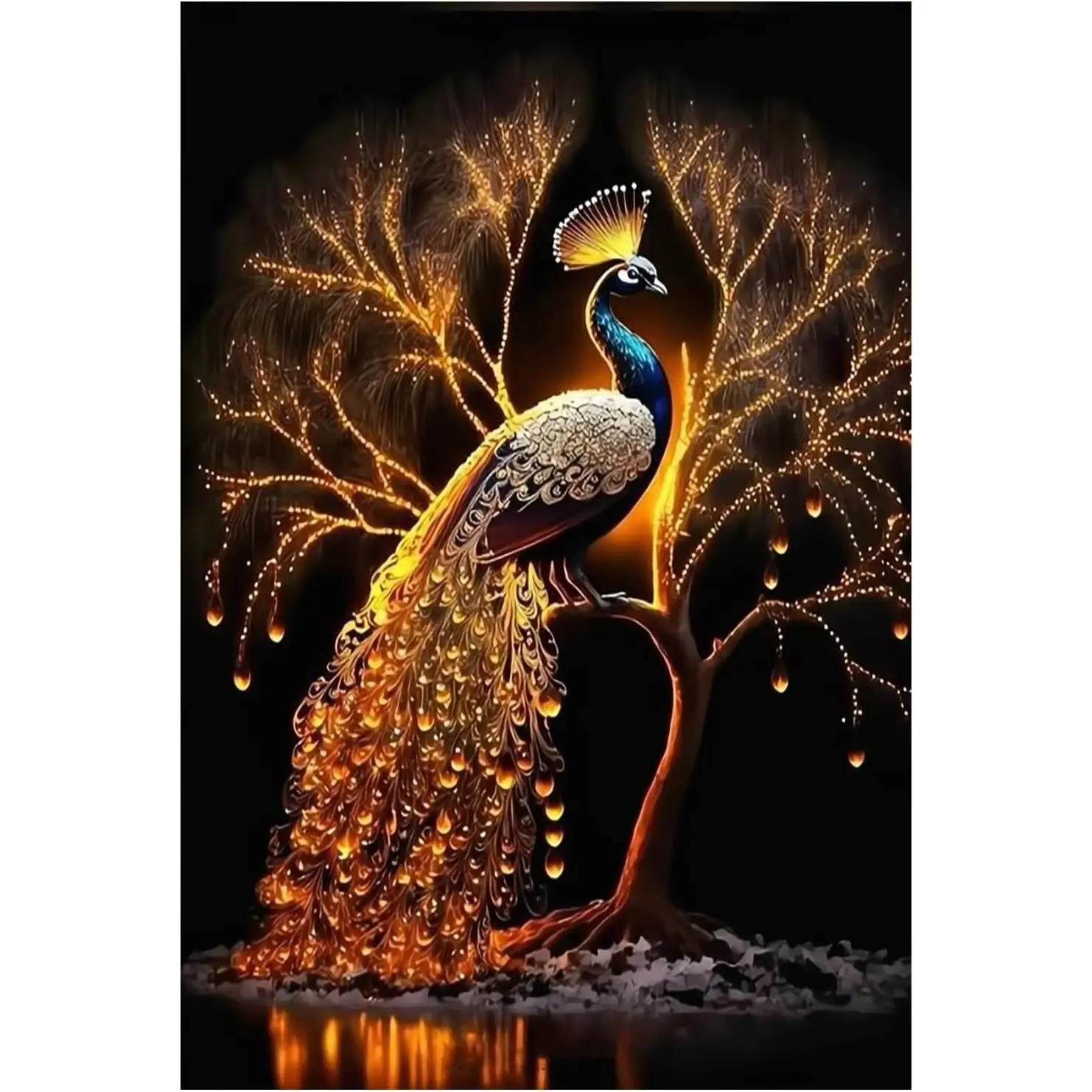 Pintura de diamante para punto de cruz, Dibujo de Diamante, Diamond Painting Kit Completo Animales, Pavo real 5D Diamond Painting Kits para Niños Niña Adultos, Decoración Hogar 30x40cm