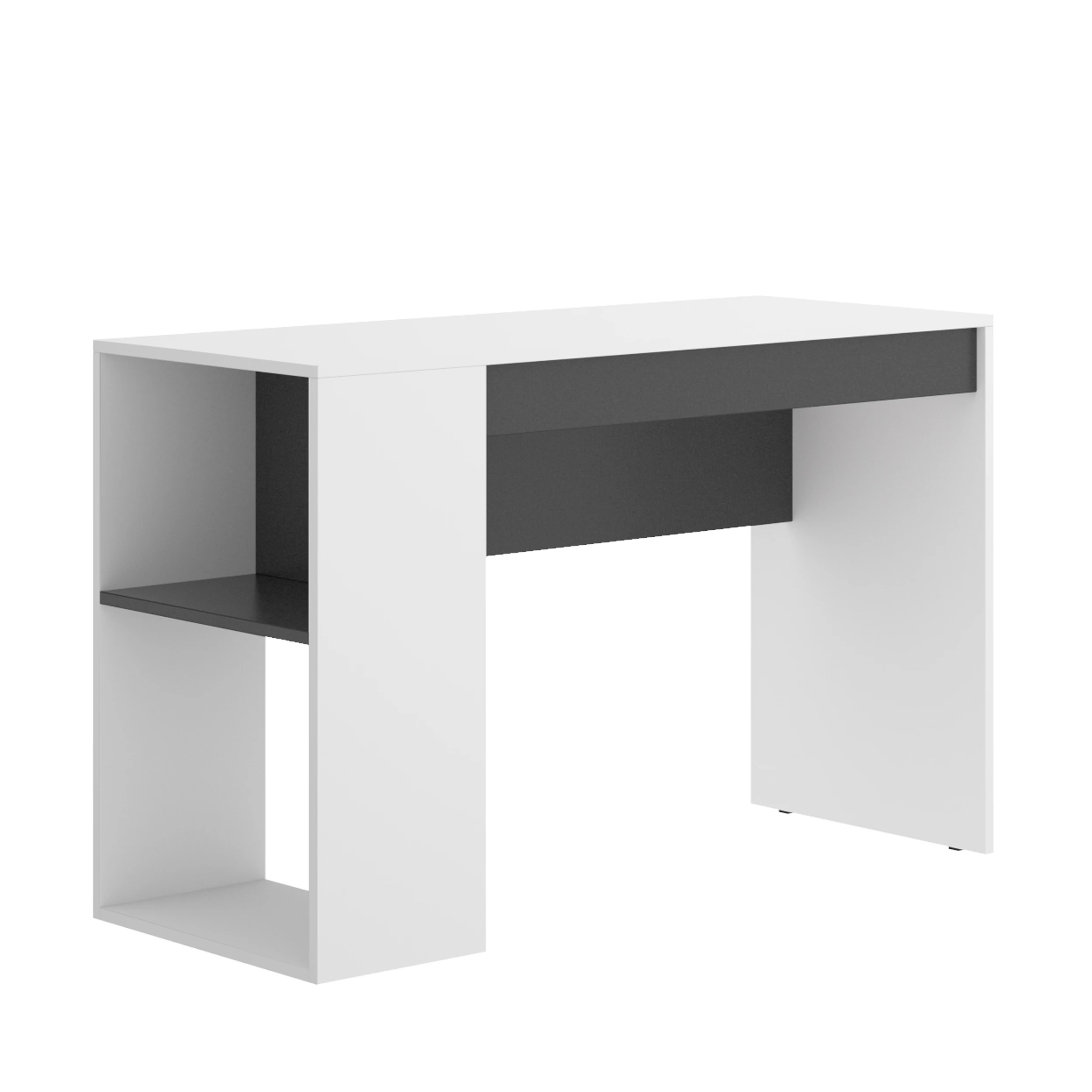 Dekit Escritorio con Estante y Cajón TEO 74x115x50 Grafito/Blanco - Cajón y Estante Prácticos