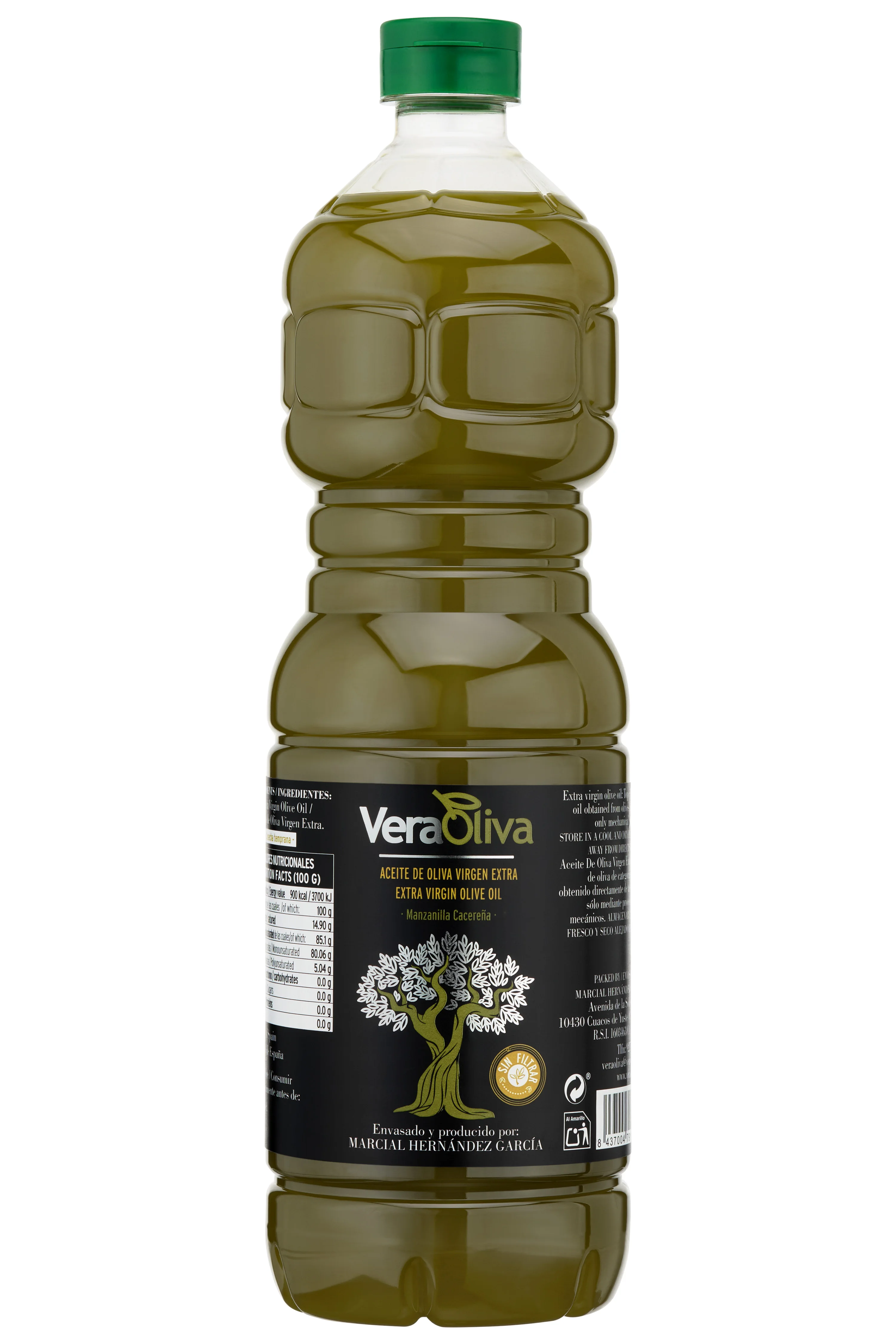 Pack of unfiltered extra virgin olive oil veraoliva - 6 x 1l bottles - early harvest 2025/2026
