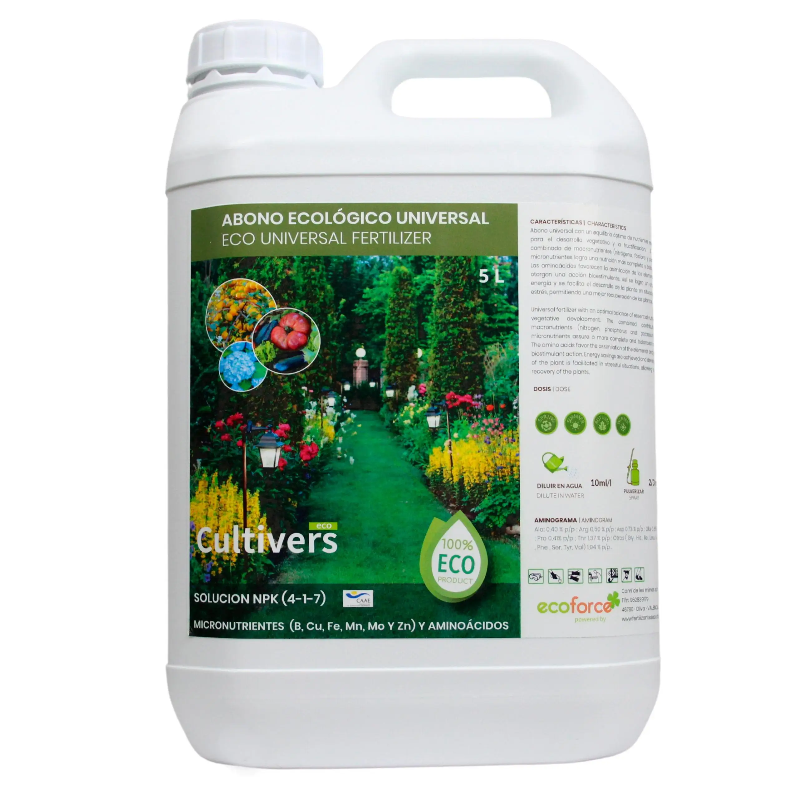 CULTIVERS Abono Universal Líquido Ecológico 5 L