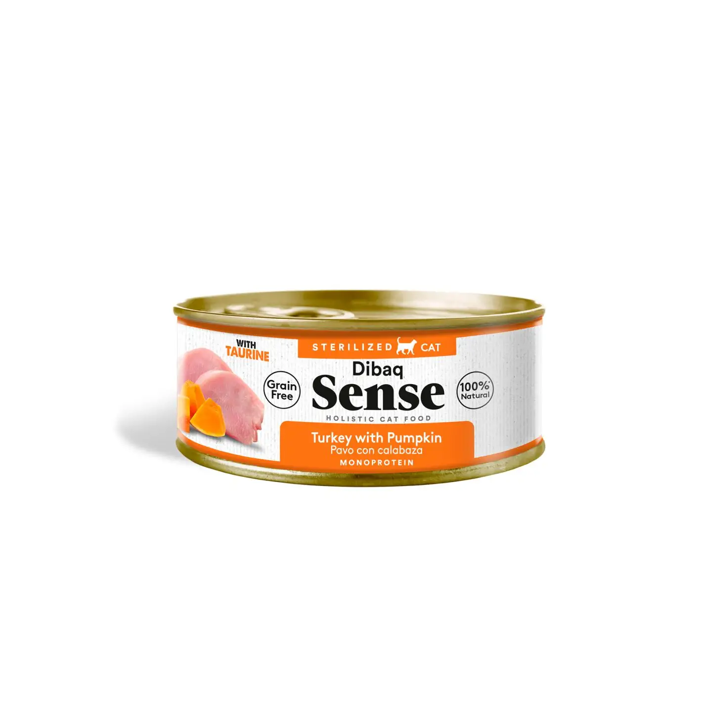 Dibaq Sense Comida Húmeda Grain Free para Gatos Esterilizado Pavo con Calabaza- Pack de 12 Latas