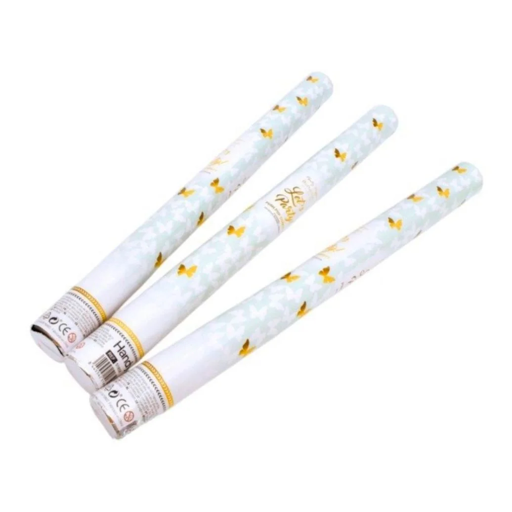 Cañones de Confeti 40cm - Cañón Confeti Mariposa Blanco y Dorado - Pack 6-12- Confetti Cannon para Bodas, Eventos Románticos Fiestas, Cumpleaños y Aniversarios