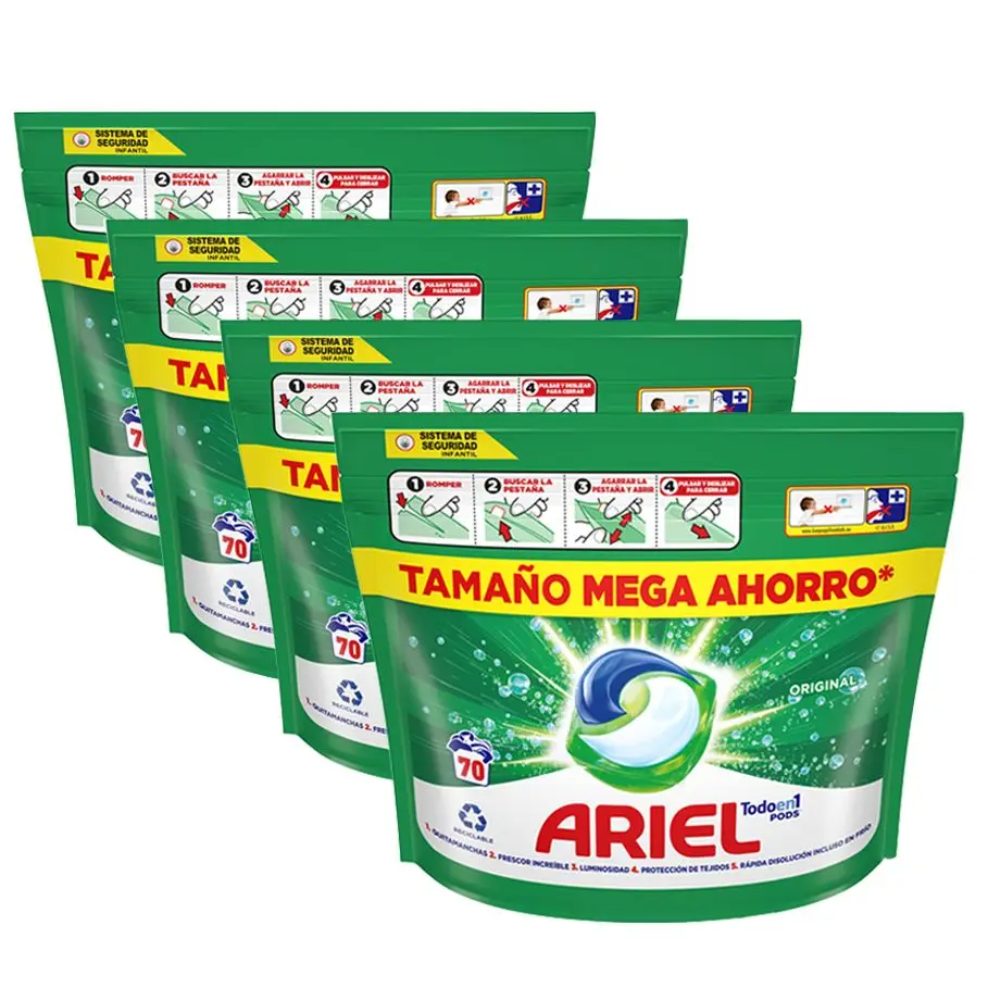Ariel |  Pack Todo En 1 Pods, 280 Cápsulas De Detergente Líq