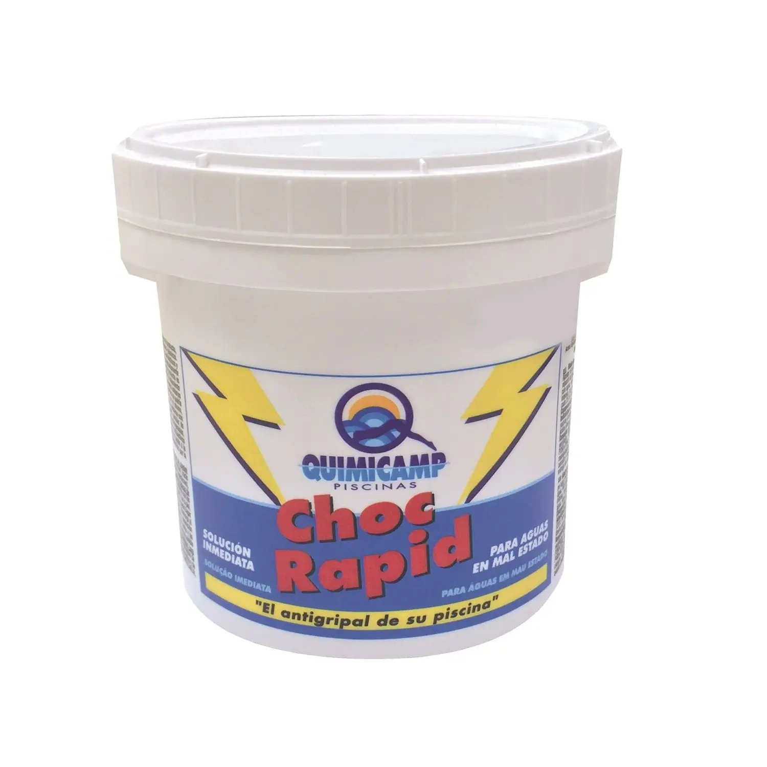 Cloro de choque y acción rápida granulado ChocRapid Quimicamp choc rapid para agua turbia, antigripal de la piscina
