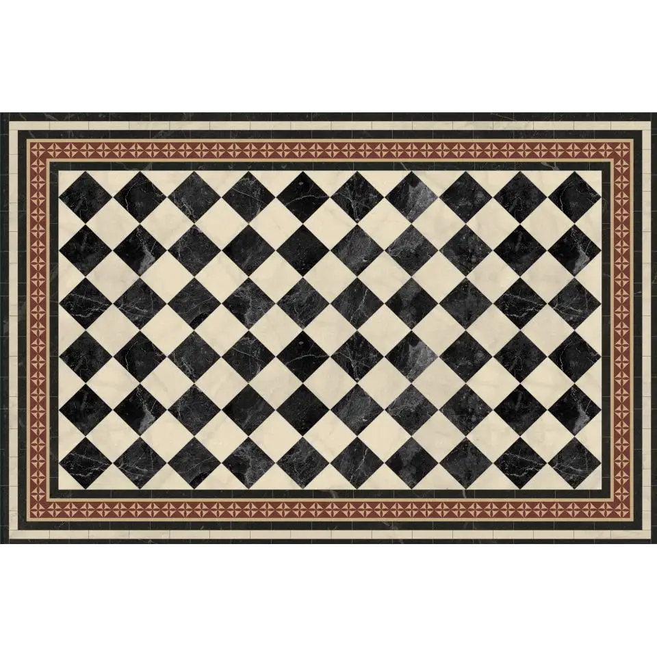 Viniliko, Alfombra de vinilo de alta calidad, estilo Baldosas Vintage, Modelo Scacchi, disponible en medidas 50x100, 50x140, 66x100, 66x150, 66x180, 66x250, 80x300, 100x150, 200x266 y 200x300.