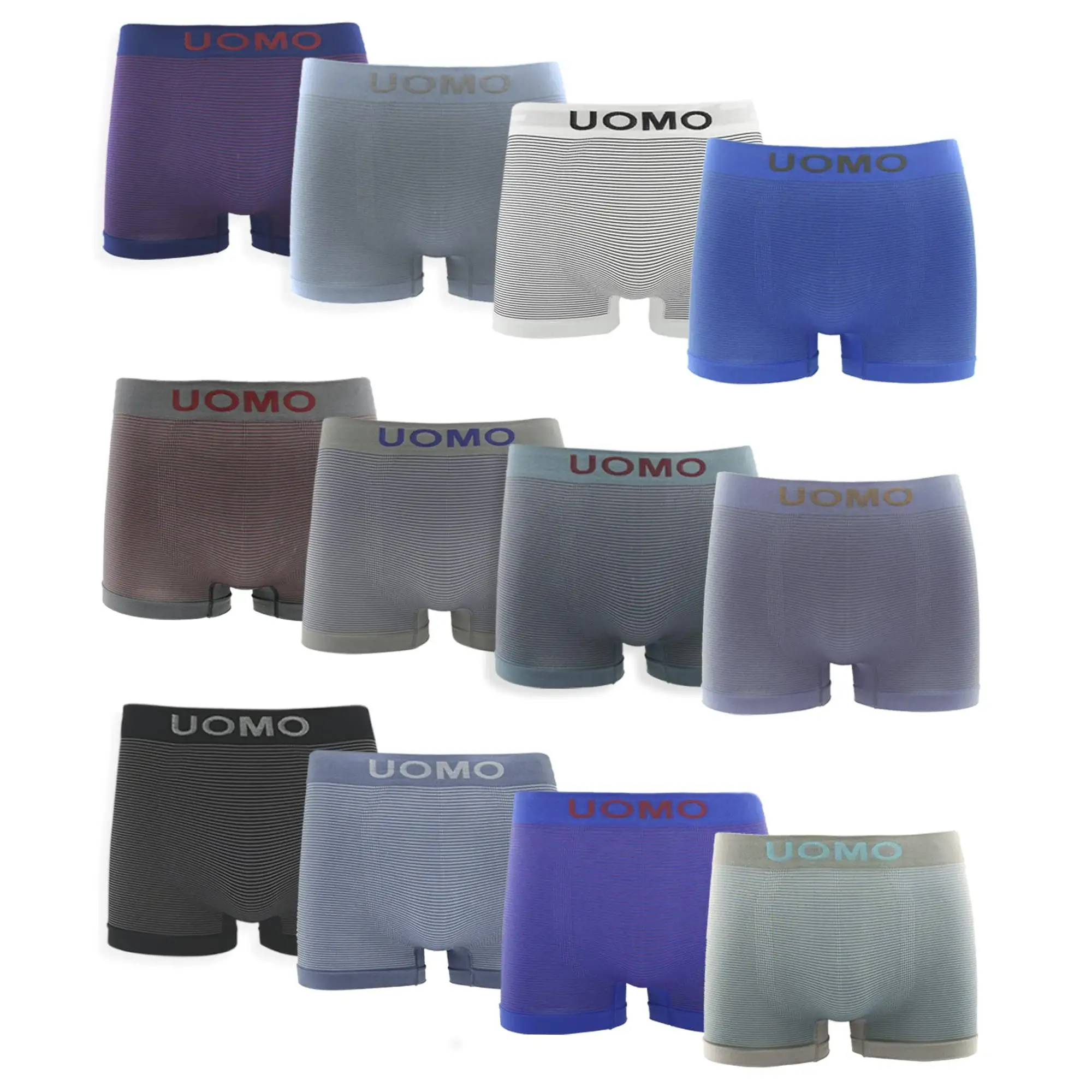 Uomo Boxers of Lycra Pack of 12 Slim Classic Comfortable Soft M-L-XL-2XL