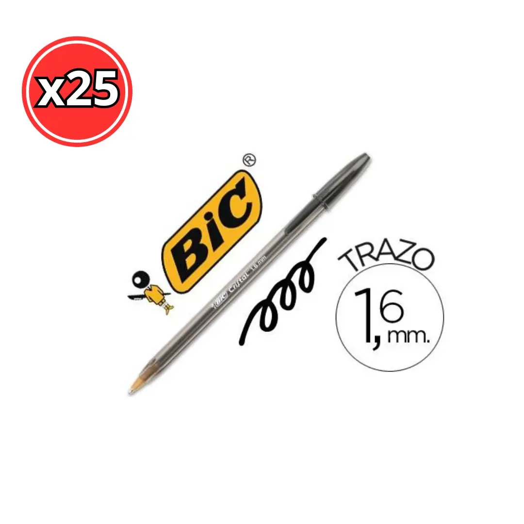 Bic crystal large pen 1.6mm pack 25 units