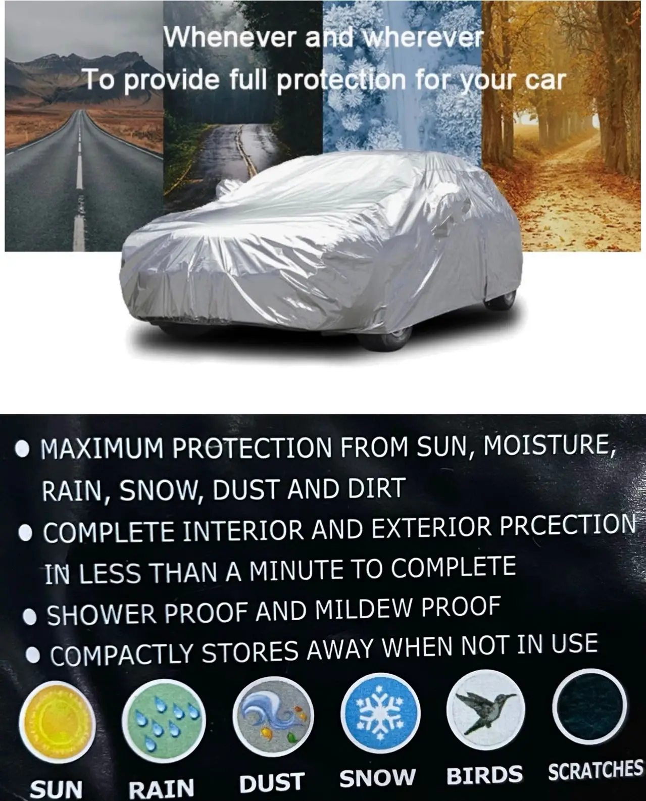 Car Cover Waterproof Anti-UV Dust-proof Light Car Cover Outer Car Cover Car Case Various Sizes: Small, Medium and Large