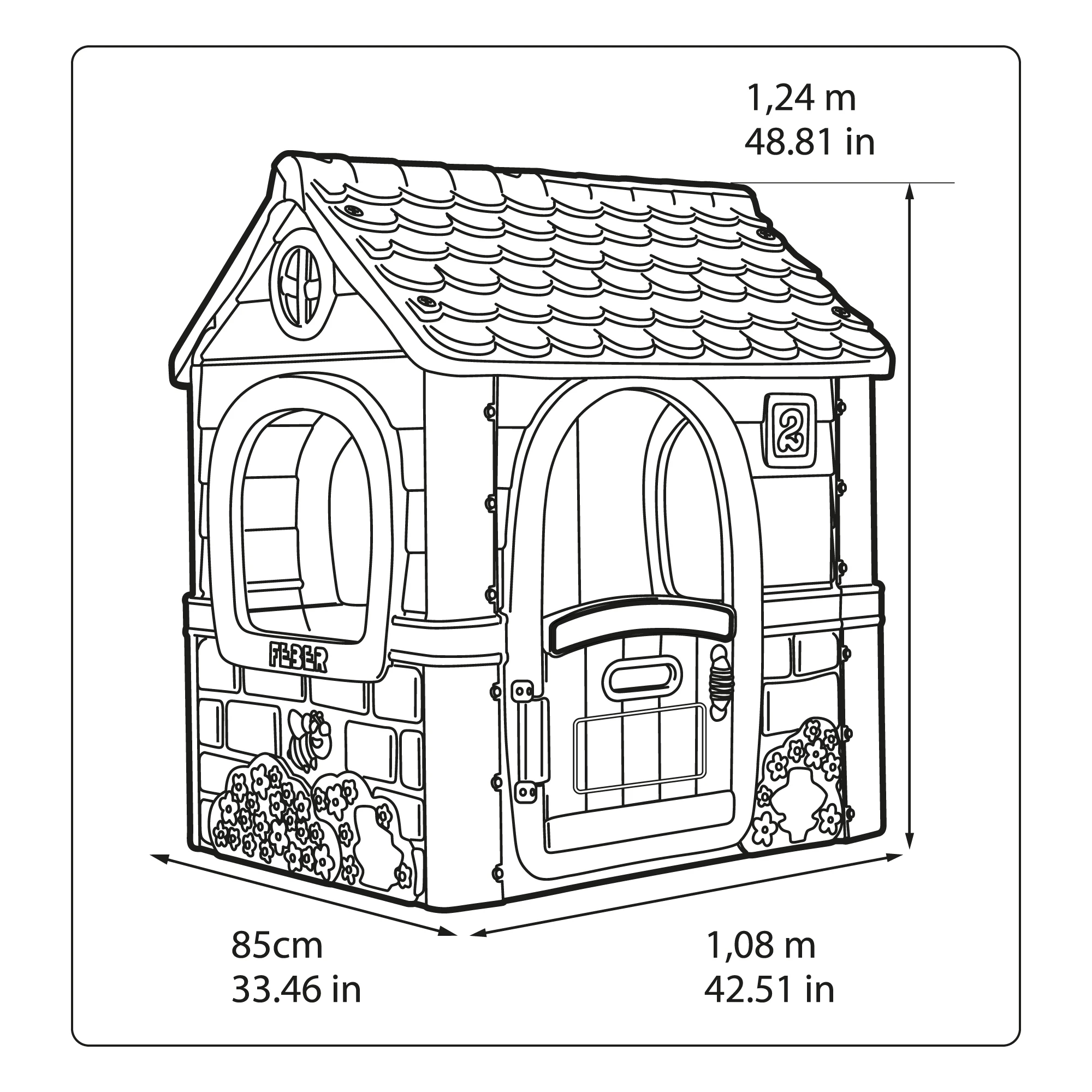 Feber - casual house, children's house with folding door, has stickers to decorate the house, colors resistant to sunlight, easy assembly, from 2 years, famosa (feh22000)