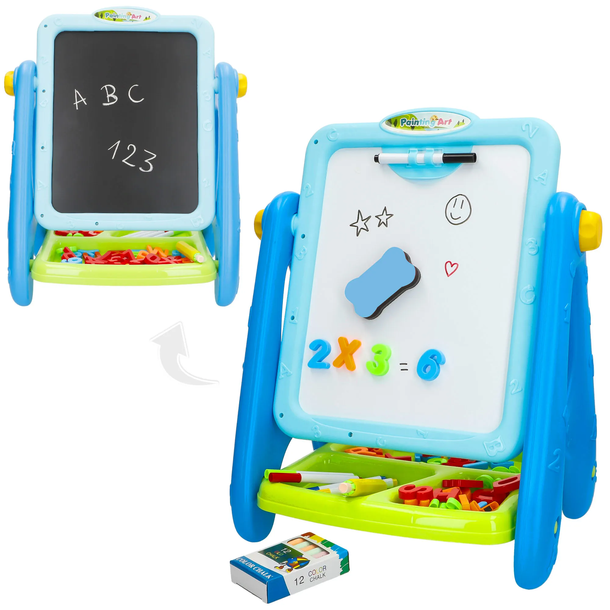COLORBABY - Pizarra magnética infantil 2 en 1, tizas, rotuladores, letras y números, portatizas y borrador, regalo niña 3 años, pizarras infantiles, j