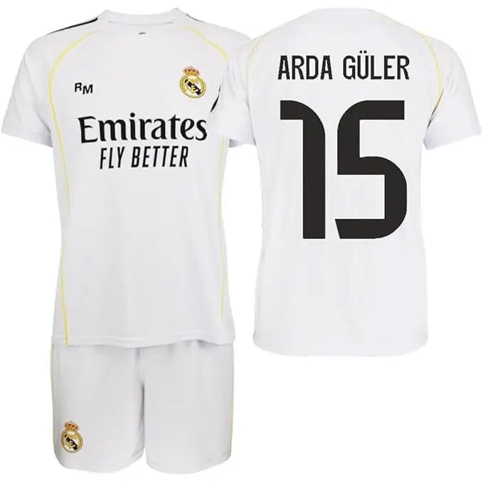 Real Madrid conjunto camiseta y pantalon- Réplica oficial con licencia- ARDA GÜLER Nº15- infantil