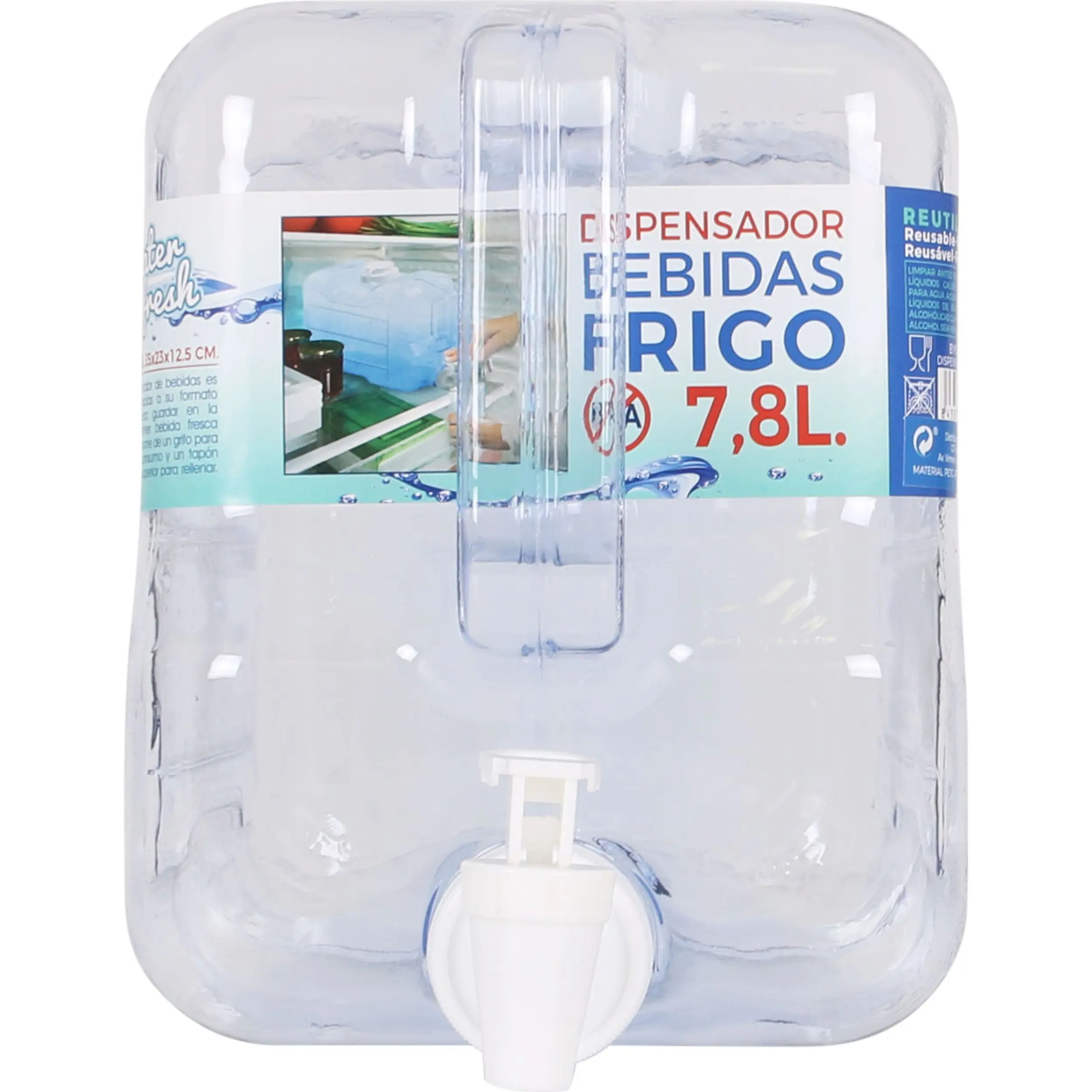 Ninguno Maxia Market - Dispensador De Agua Con Grifo De Plástico Petg Para Frigorífico, Depósito Para Bebidas Rellenable Ideal Para Oficina, Acampada, Zumos Y Cócteles - Imagen 3