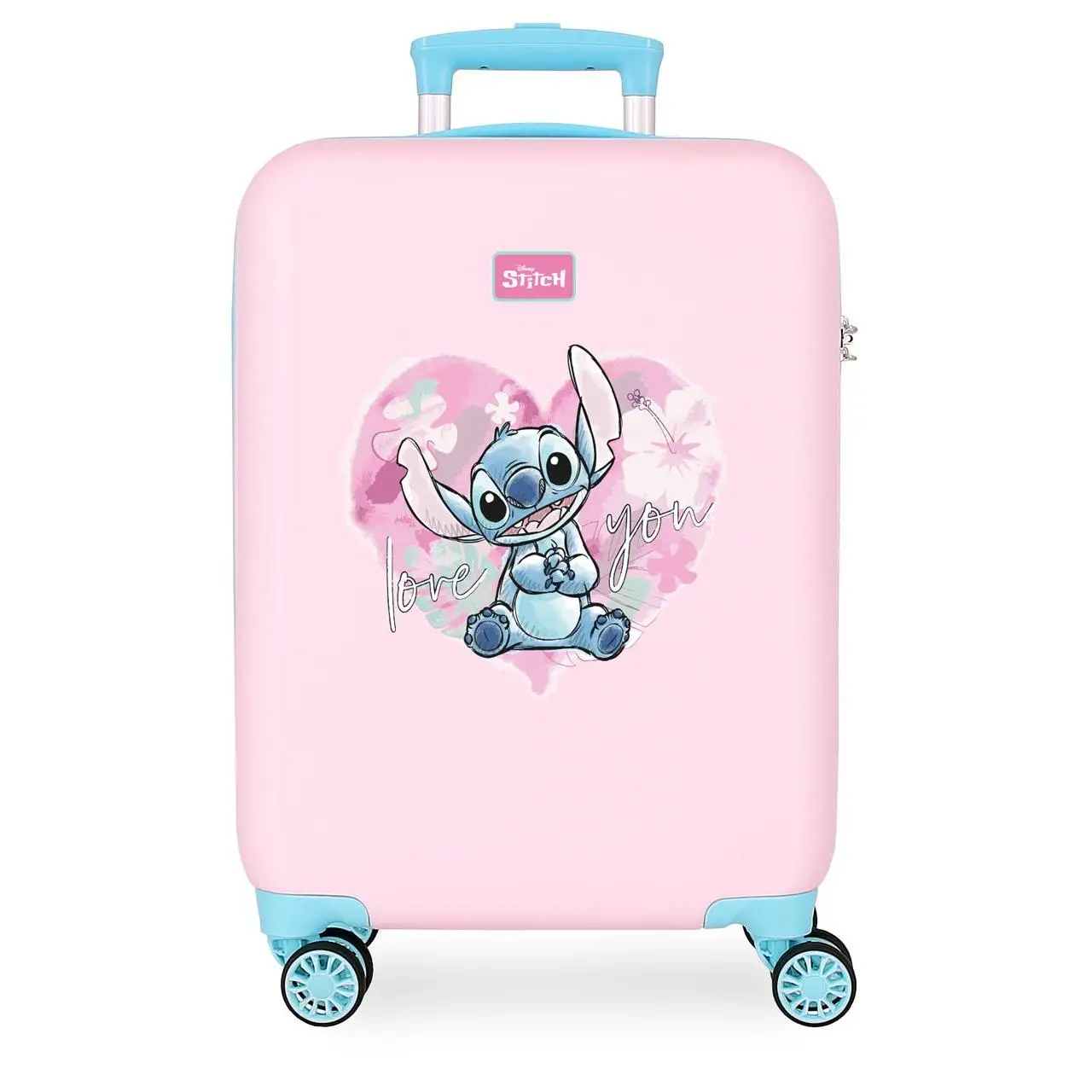 Maleta de cabina Disney Stitch Heart ABS con capacidad de 41,8L Rosa