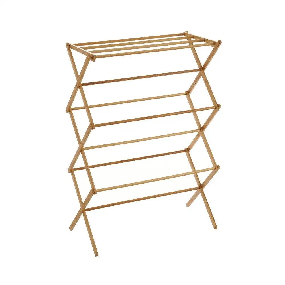 Lola Home Tendedero plegable de madera de bambú natural de 74x36x105 cm