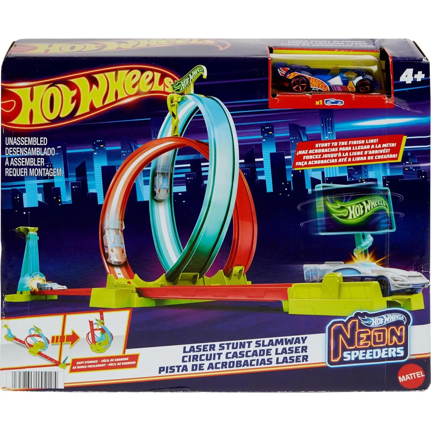 Hot Wheels Neon Pista de Acrobacias Laser Mattel HPC05