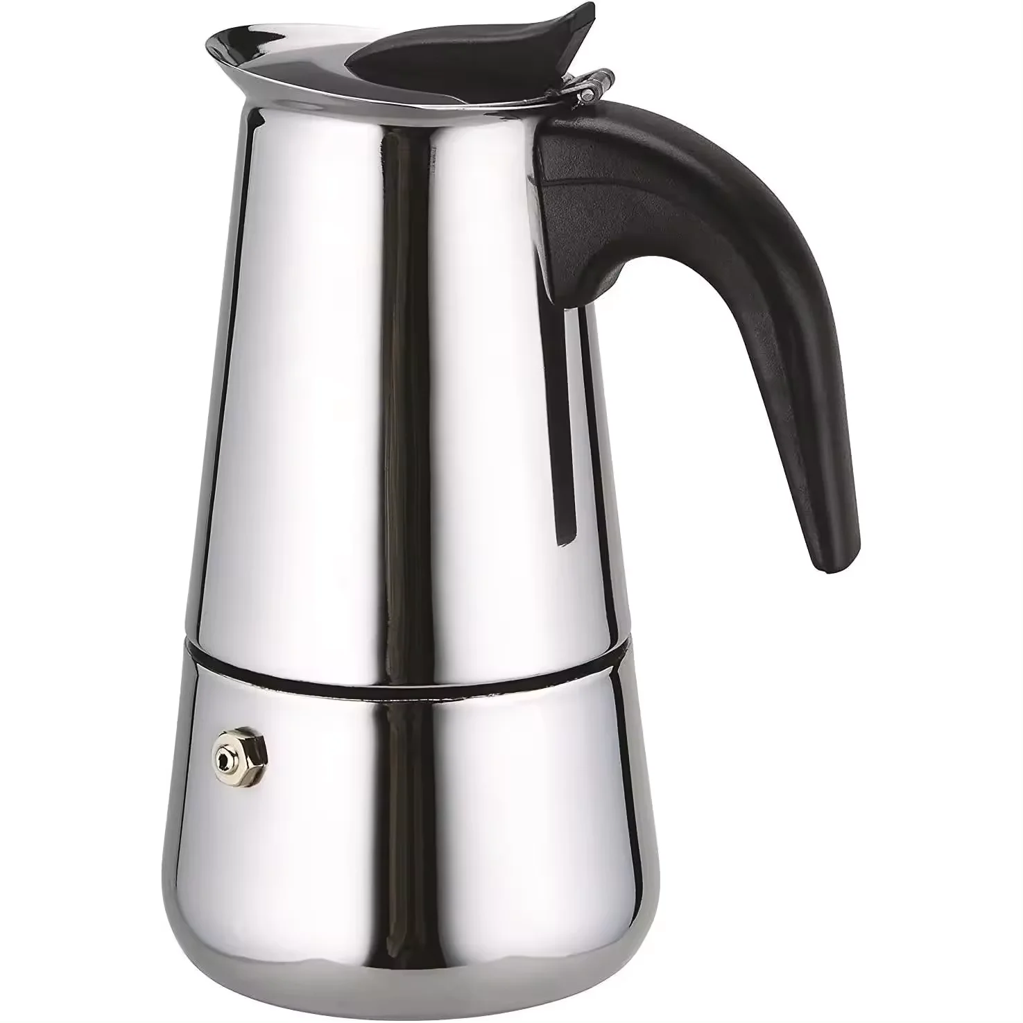 Cafetera Italiana en acero inoxidable para espresso 2/4/6/9/12 TAZAS Compatible con gas, vitrocerámica y estufa eléctrica. Uso doméstico y oficina. Cafetera Moka