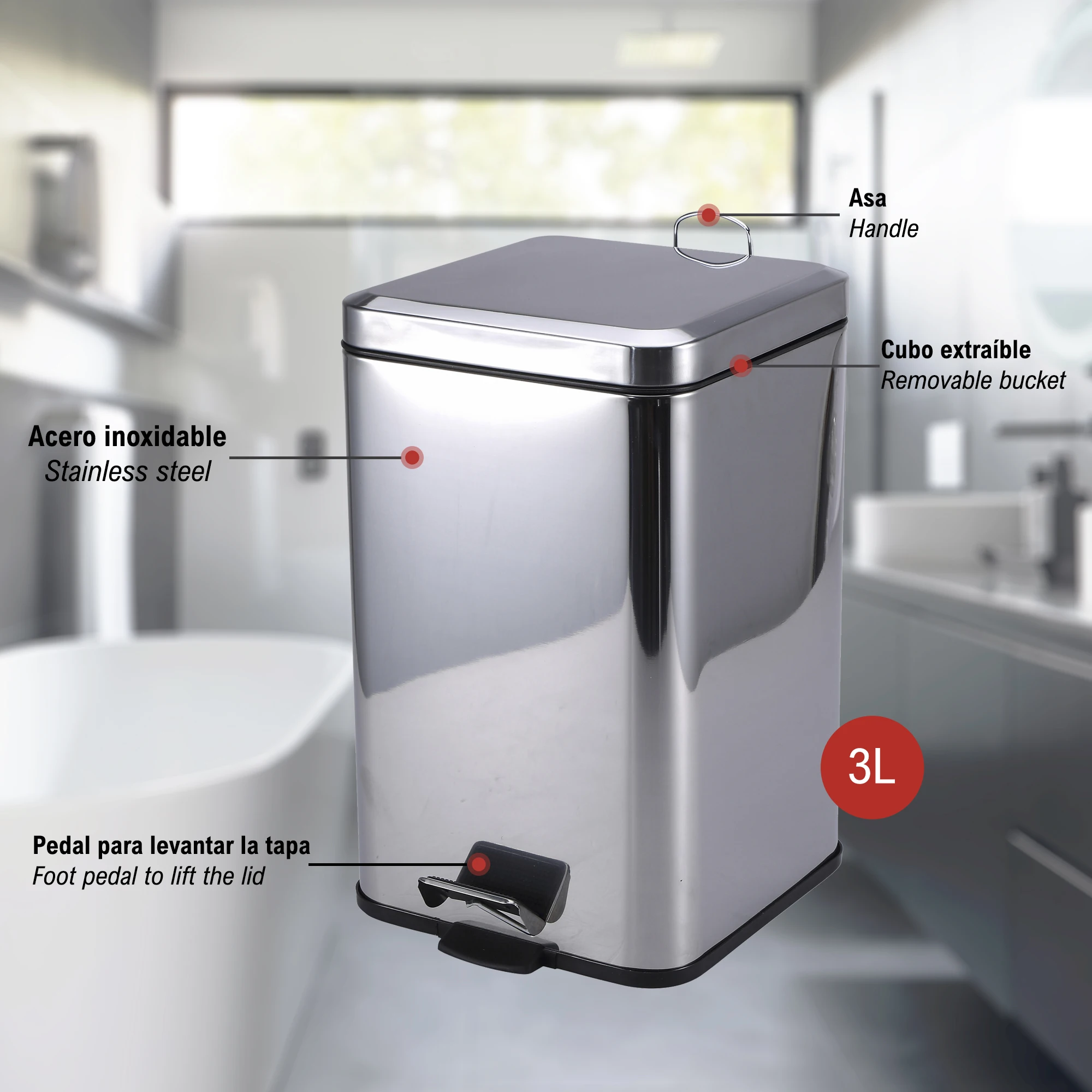 PROTENROP metal color waste bin made of stainless steel 16x16x25.5 CMS #2