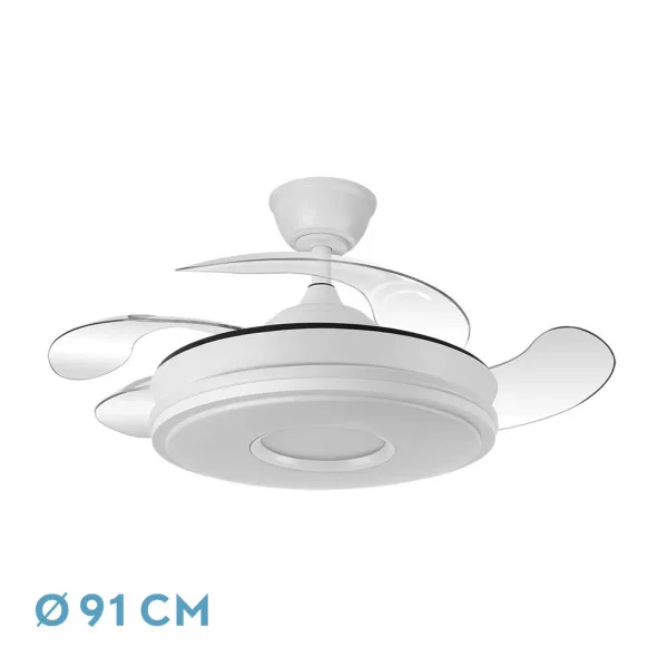 Ventilador dc dani 59w 6980lm blanco 4 aspas 6 velocidades 91d 3000-4000-6000k control remoto+reg.intensidad+memoria+tempor