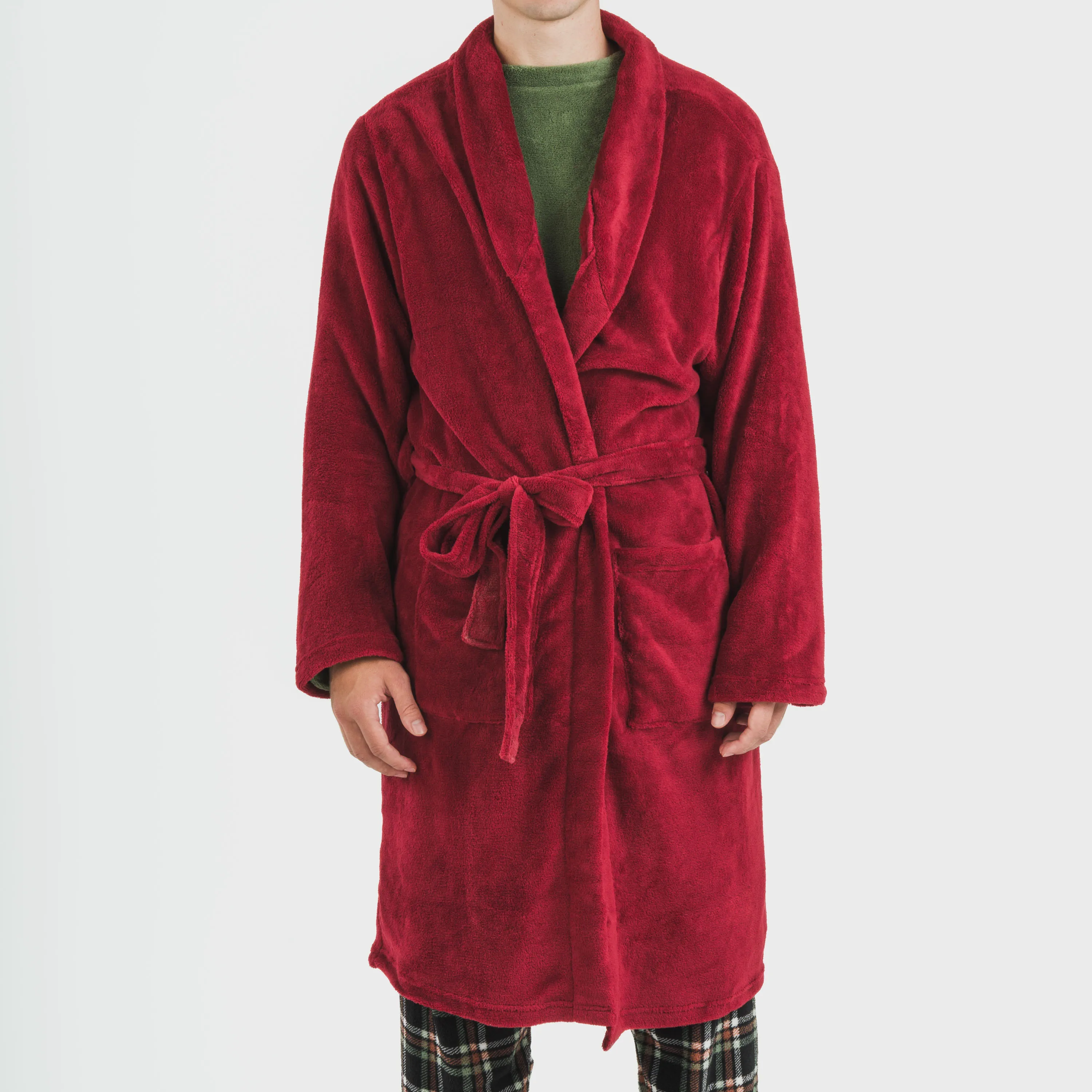 Plots + coral man robe. Solid men's robe, made of very soft coral fabric. Adjustable with Belt and available in various colors