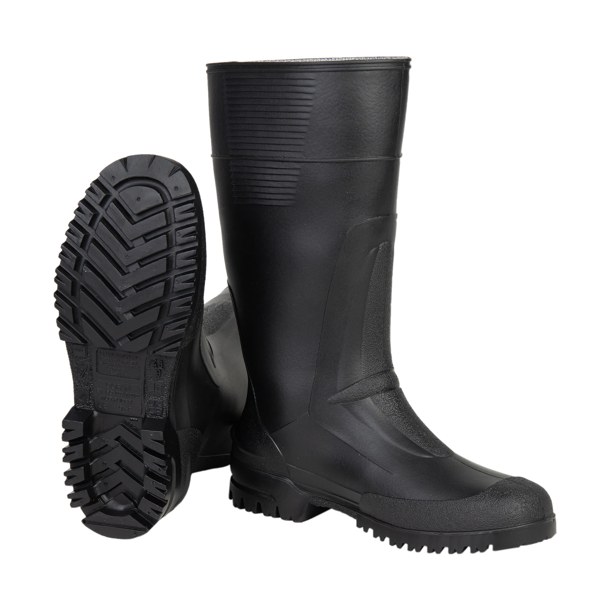 COFAN - Bota de Agua | Alta | Fabricada PVC | Color Negro | Recubrimiento Interior de Punto