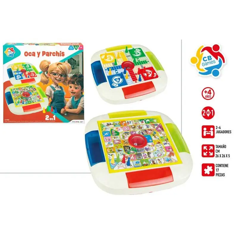 Tablero Reversible 2 En 1 – Parchís Y Oca En Un Solo Juego De Mesa, Ideal Para 2 A 4 Jugadores, Niños Y Adultos