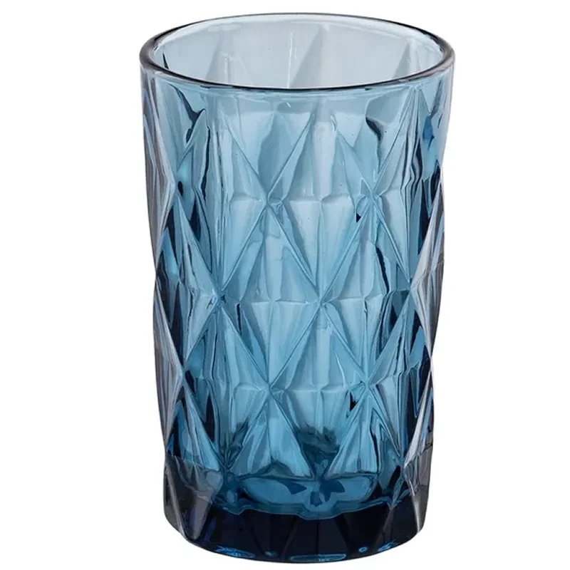 STARLEY-SET 6 Vaso de vidrio azul Escorial 40 cl - Vasos de Cristal para Casa, Restaurante, Hoteles - Ligeros y Resistentes con acabado de diamantes