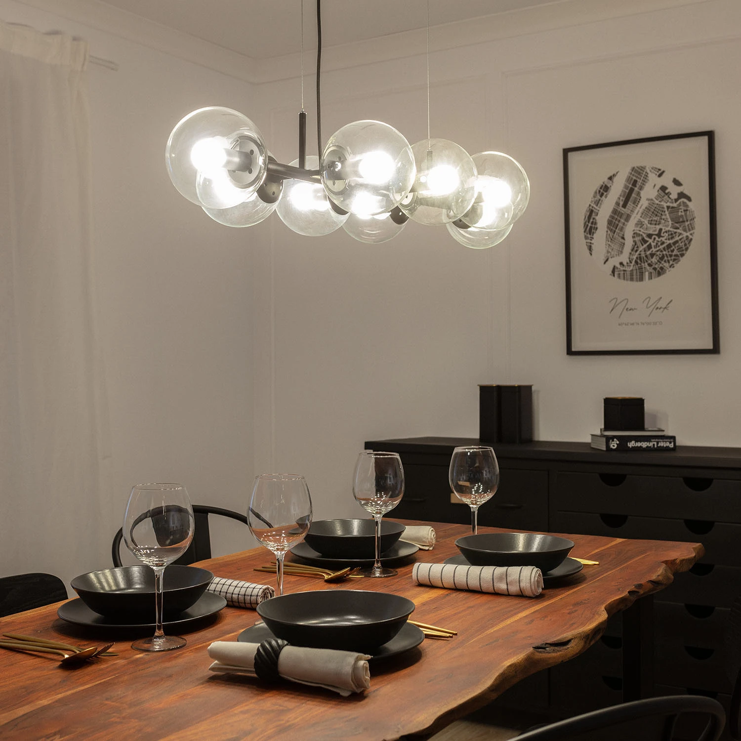 Ledkia Lámpara Colgante Metal y Cristal Wassily 8 Focos de Alta Calidad