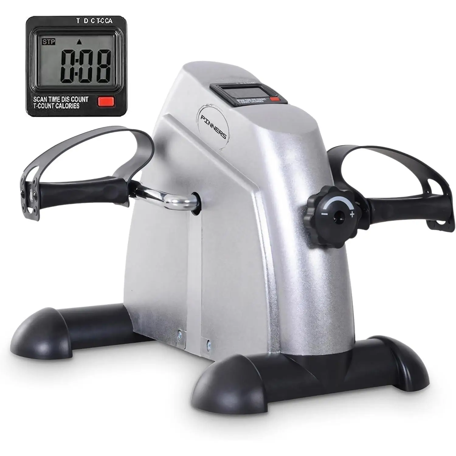 PINNERS Pedales Estáticos para Ejercicio en Casa, Mini Bicicleta Estática con Resistencia Ajustable y Pantalla LCD, Ideal para Ancianos y 