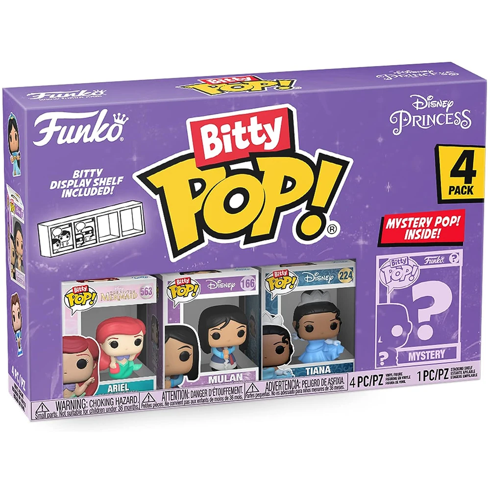 Funko Bitty Pop! Princesas Disney - Ariel, Mulan, Tiana y ¿?, 73027