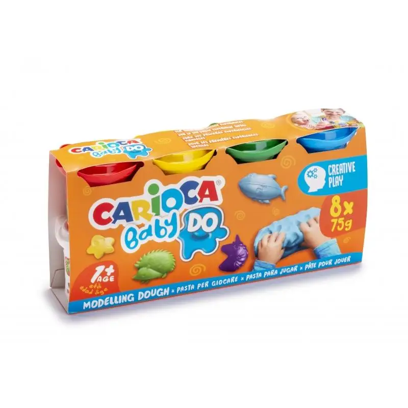Carioca baby do pack de 8 pastas de modelar - super ligera - elastica - maleable - ideal para primeras experiencias tactiles - se seca al aire - color varios
