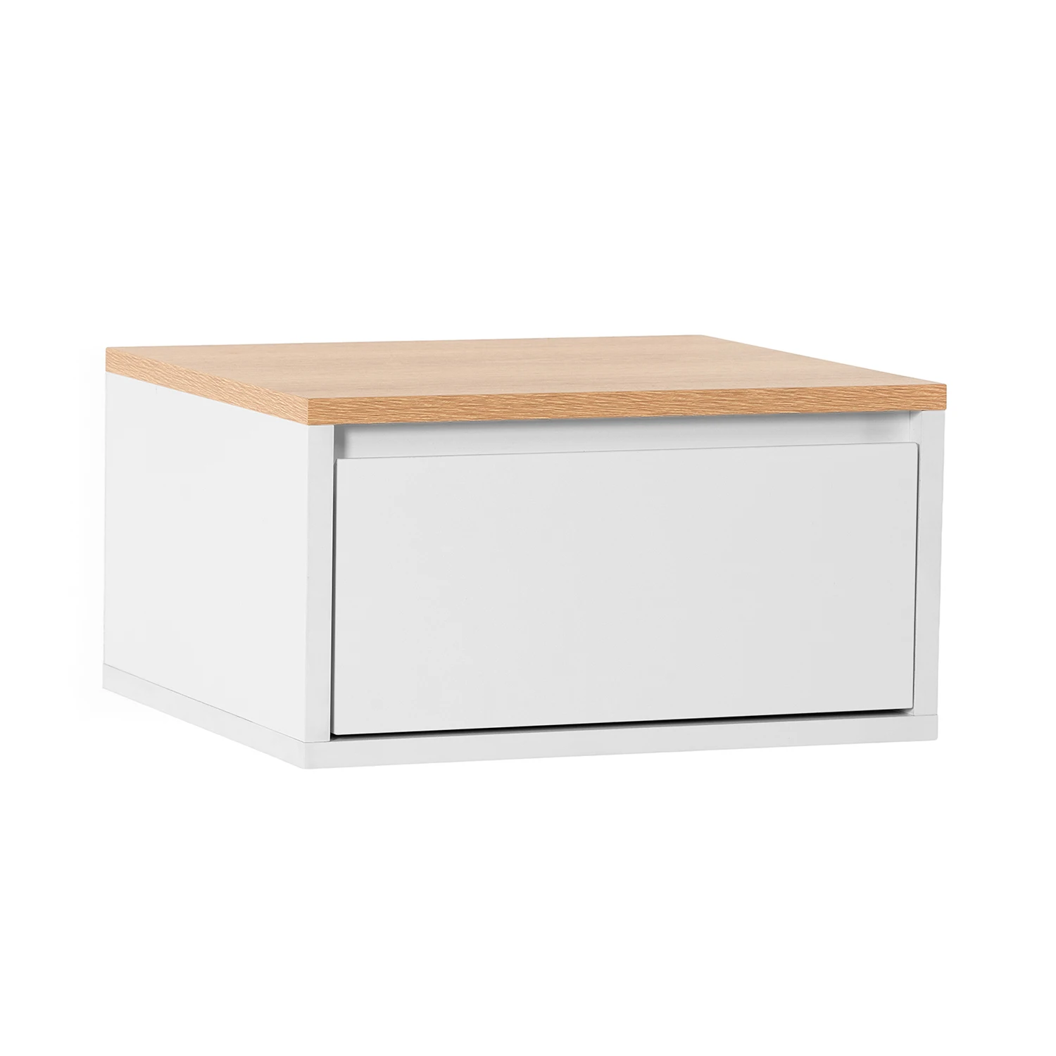 Vs Venta-Stock Blanco Mesita De Noche Flotante Desi 1 Cajón Color /Roble