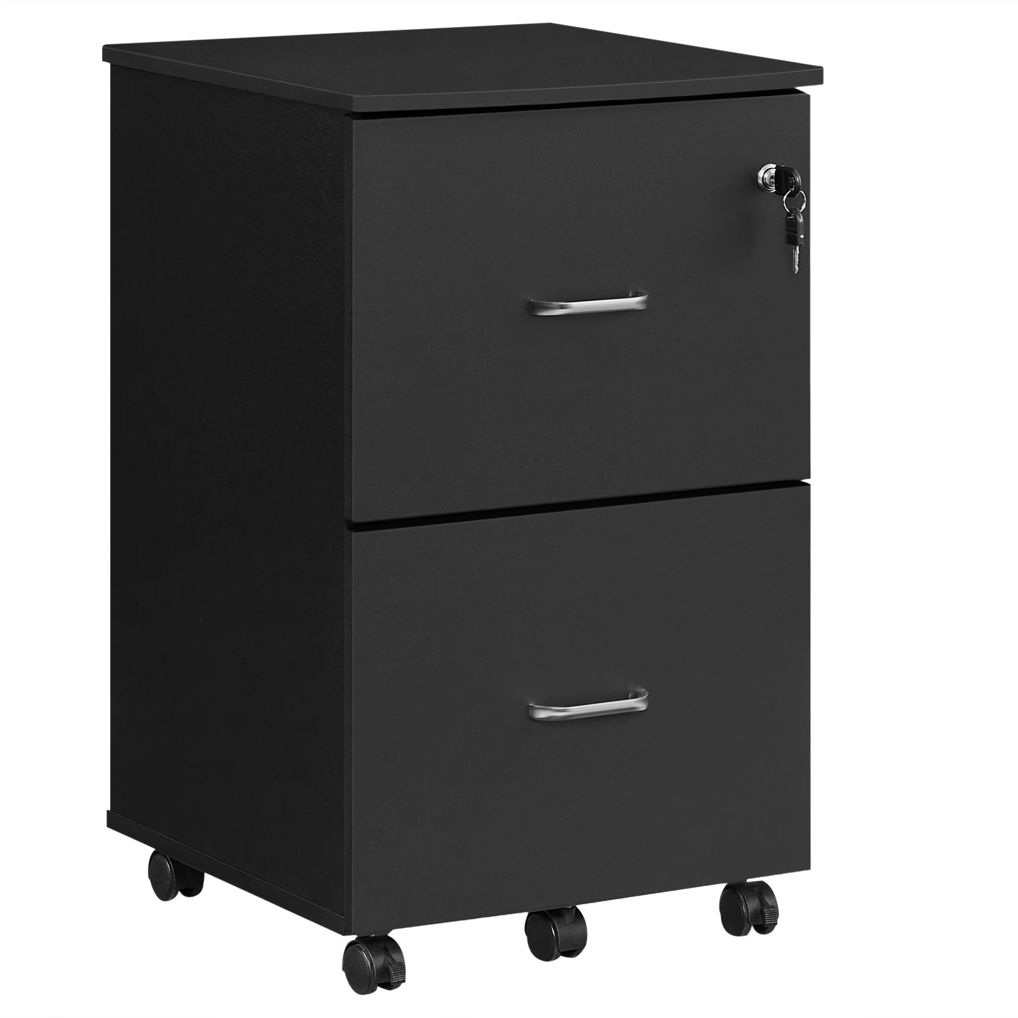 Vasagle 2 drawer filing cabinet, office filing cabinet with lock, printer stand, a4, letter and hanging folders, assembly required, black