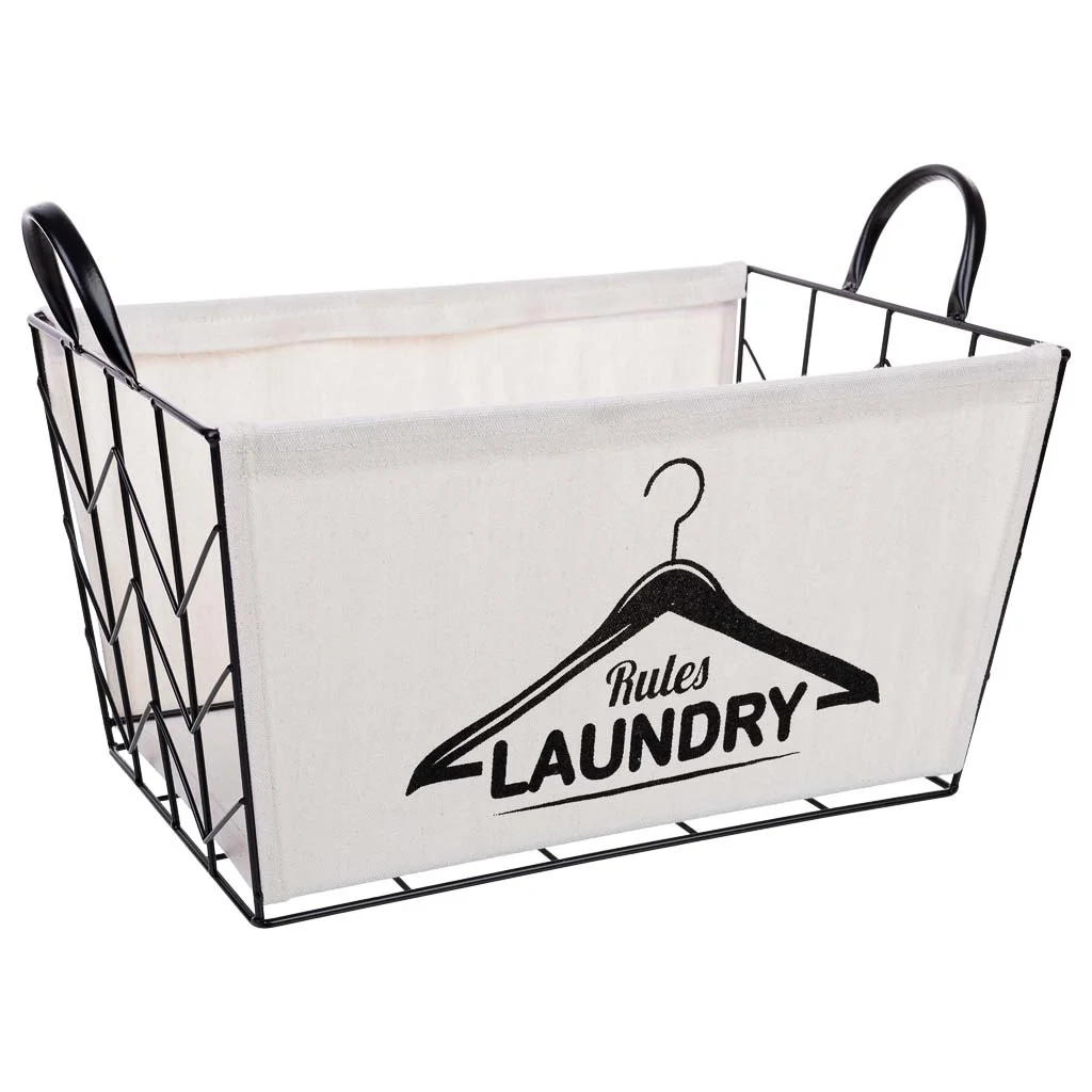 Wonderlust Deco - Cesto portaoggetti in metallo e tessuto 40x28x22/29 Bianco 40x28x22/29h cm