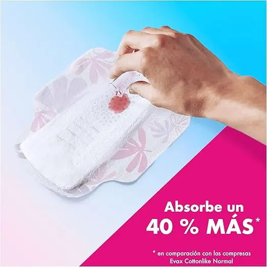Evax Liberty Normal Pads with Wings, 66 Count, featuring Flexicel material for comfort, superabsorbent microperforations for moisture control, and a light fragrance for freshness, ideal for women's feminine hygiene. #2