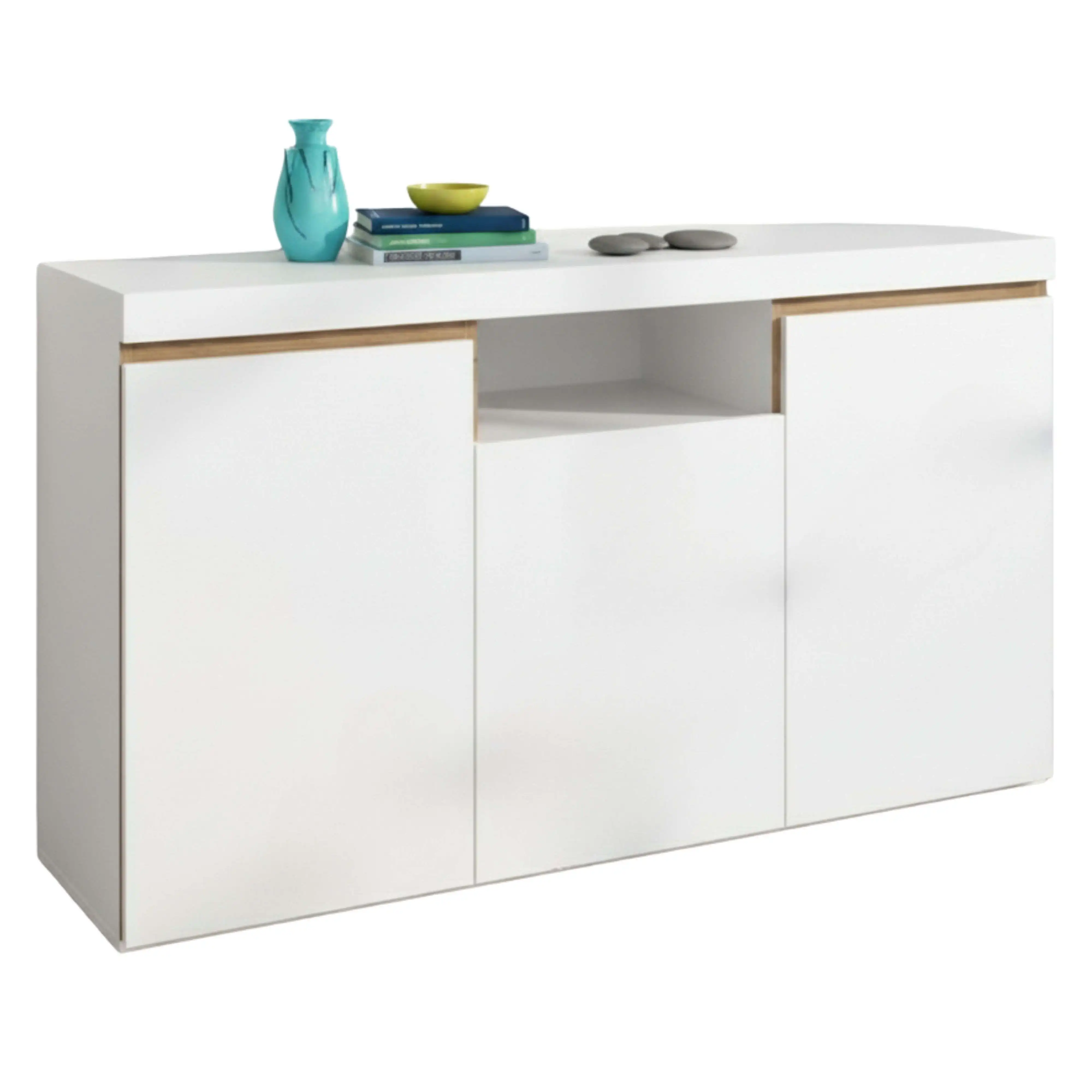 Miroytengo Mueble Aparador Elis Salón Blanco Mate y Roble Naturale 81x140x40 cm