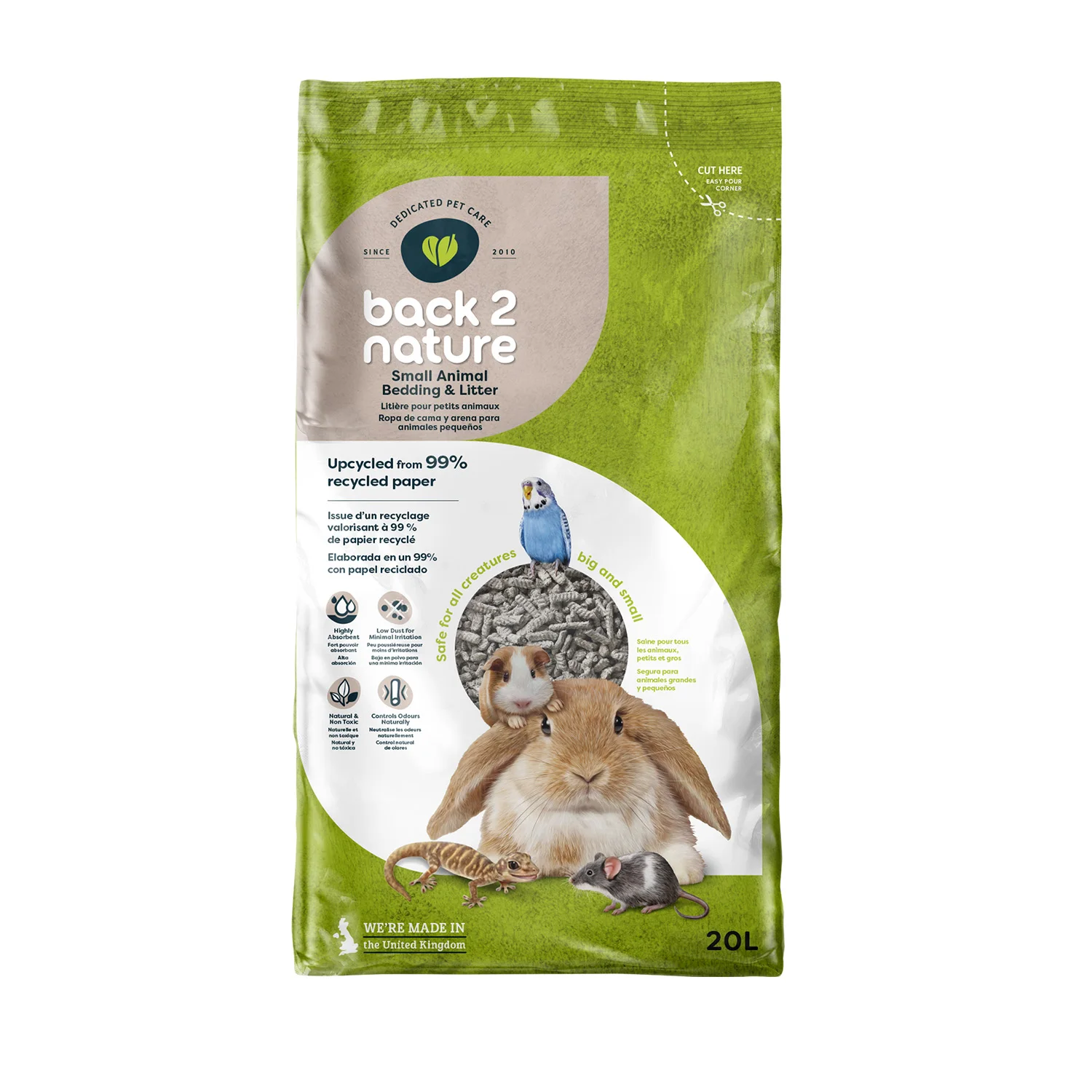 FibreCycle Lecho de Papel Reciclado Back 2 Nature - Lecho de Papel para Todo Tipo de Mascotas