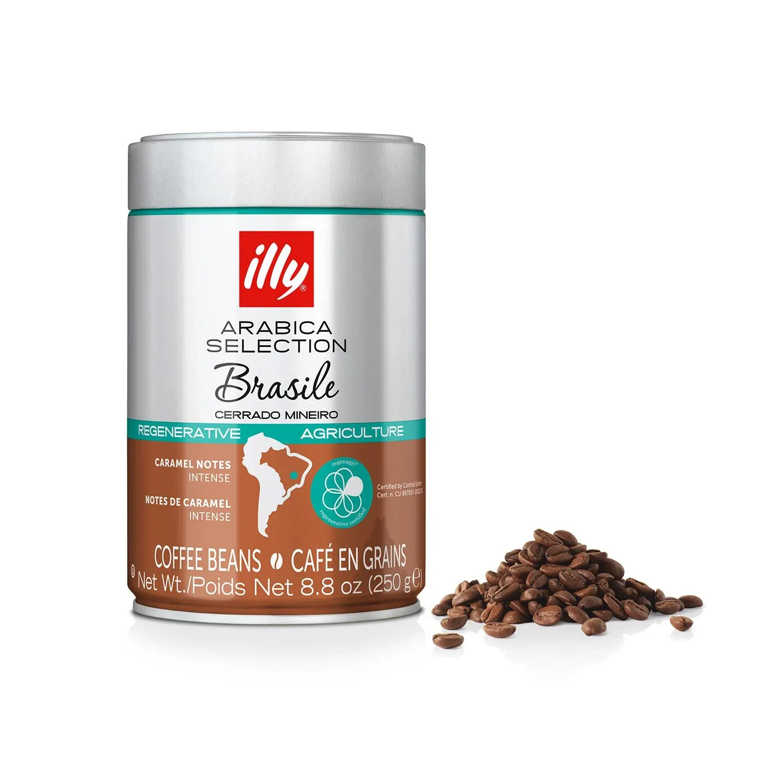 Coffee beans illy arabica selection brasil cerrado mineiro: 100% regenerative agriculture - a can of 250 g - qumir