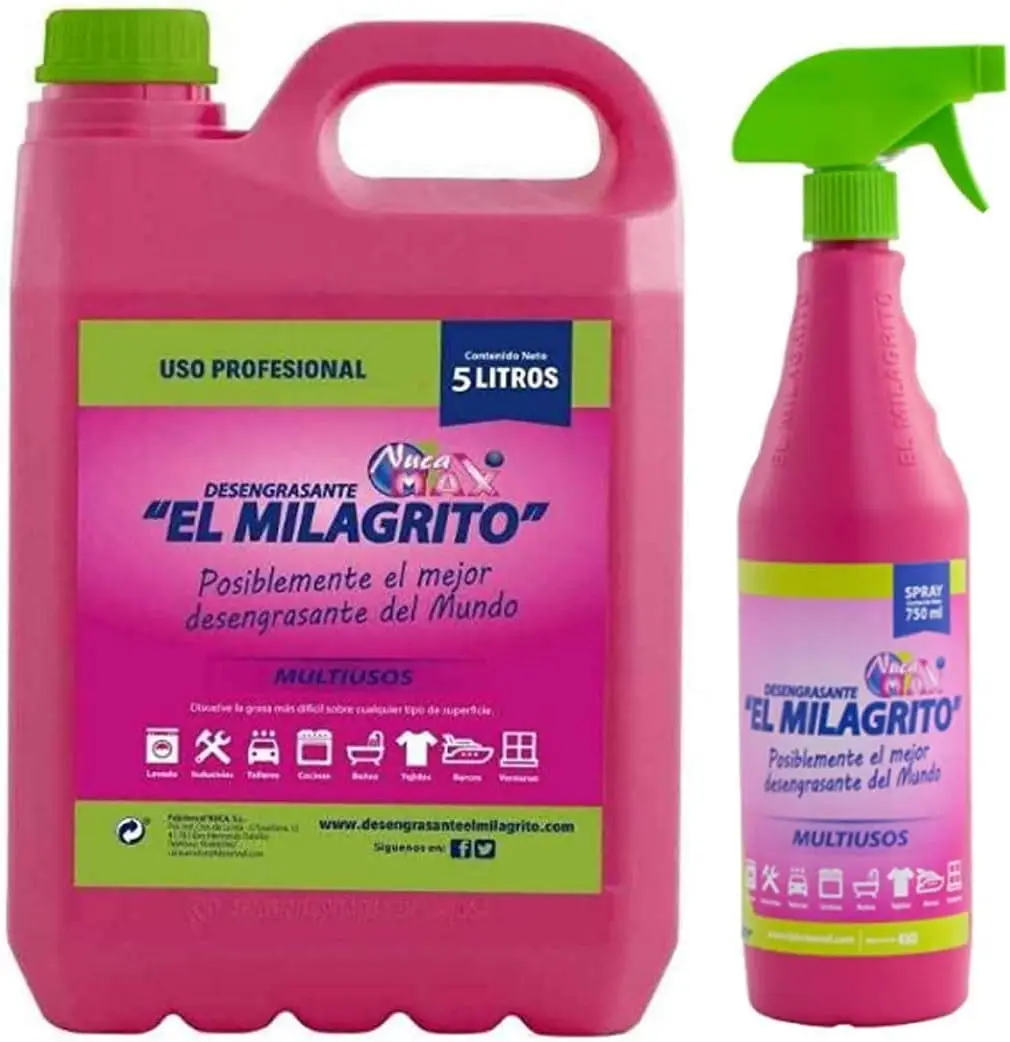 El Miragrito Degreaser - Multipurpose - 5 Liter Format - 750 ml Gun - 1 Liter Bottle - Different Packs of El Miragrito Degreaser - El Miragrito Grease Remover