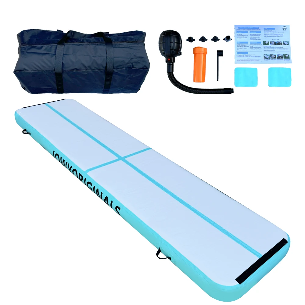 JOWY  AirTrack 400x100x20cm Colchoneta Inflable para Gimnasia · Alfombra de Entrenamiento Tumbling Mat, Acrobacias, Yoga, Artes Marciales y Cheerleading · Resistente y Fácil de Transportar · Color